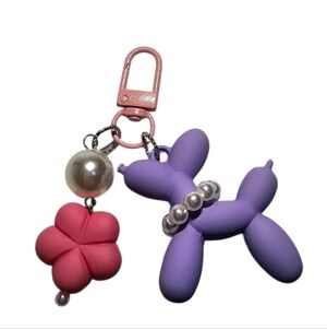 ​🐶 NEW Cute Balloon Dog & Flower Keychain